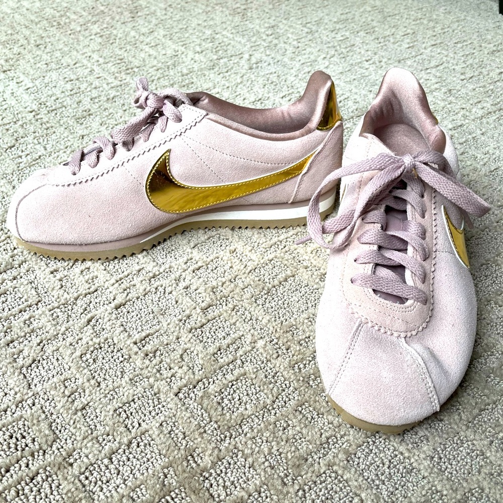 Nike Cortez sneakers. Pink and gold. Never worn!